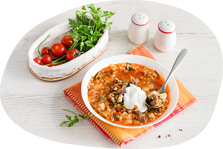 Рассольник с куриными желудками