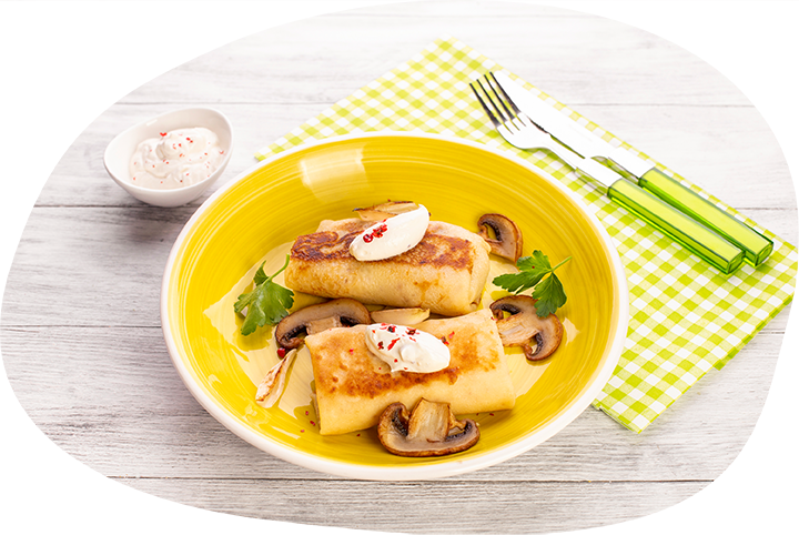 Блинчики с курицей и грибами
